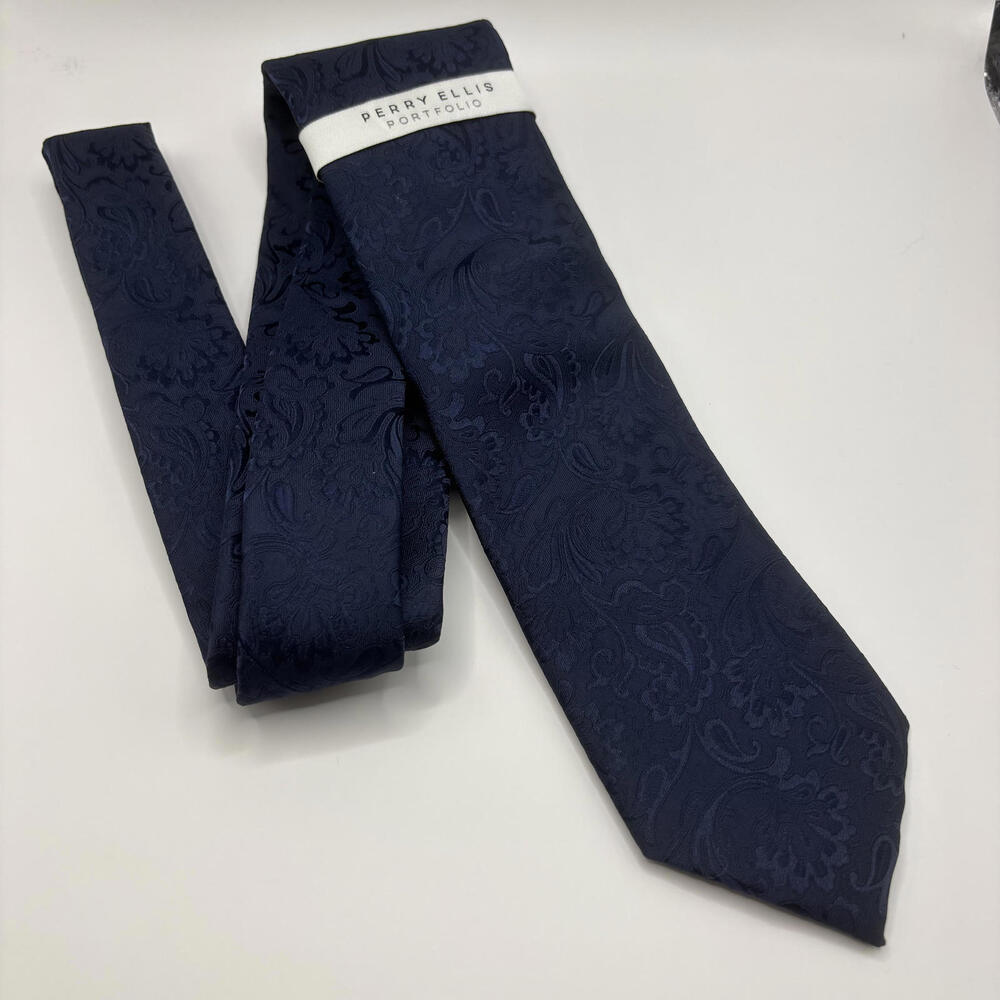 Perry Ellis Portfolio Men's Navy Floral Tie NWT